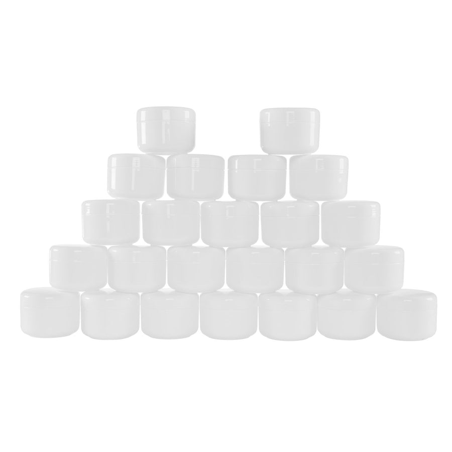 Stalwart White 4oz Plastic Storage Jars 24 Pack with Inner and Outer Lids Image 1