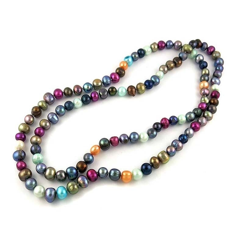 36" Multi Color Genuine Freshwater Pearl Endless Necklace Image 1
