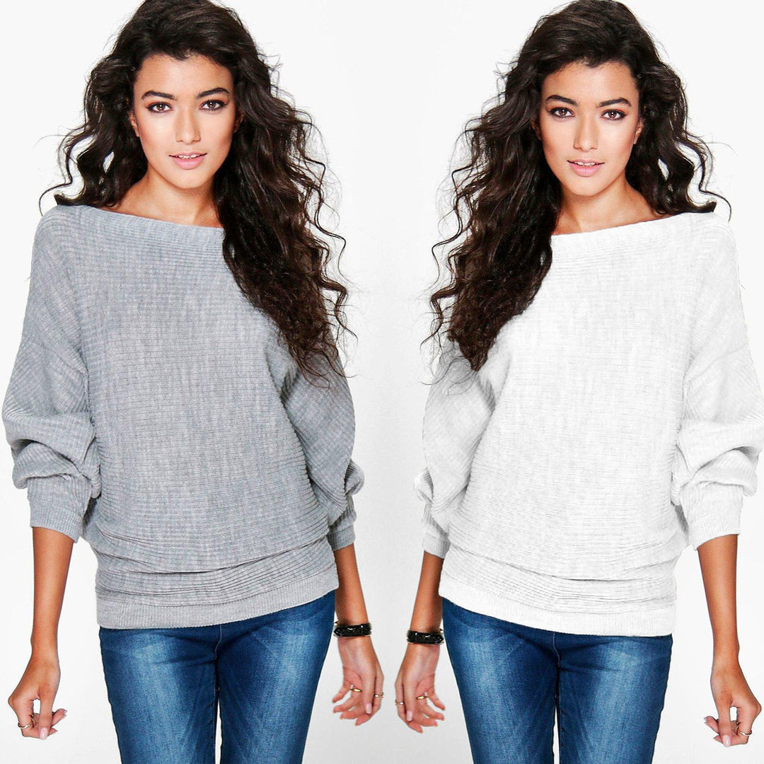 Loose Batwing Sleeve Knit Sweater Top Image 2