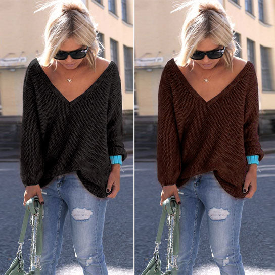 Oversized V Neck Knit Sweater Top in 10 Colors Image 3