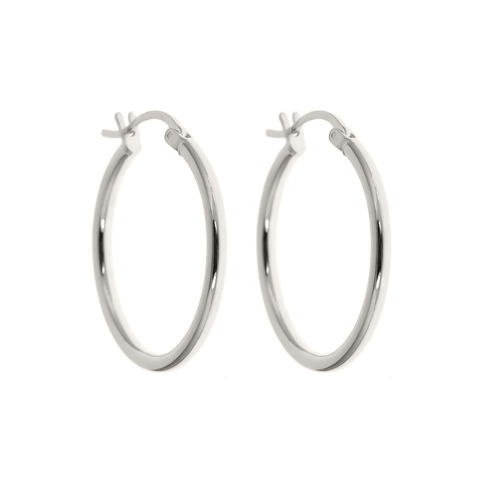 25mm Solid Sterling Silver Classic French Lock Hoops Image 2
