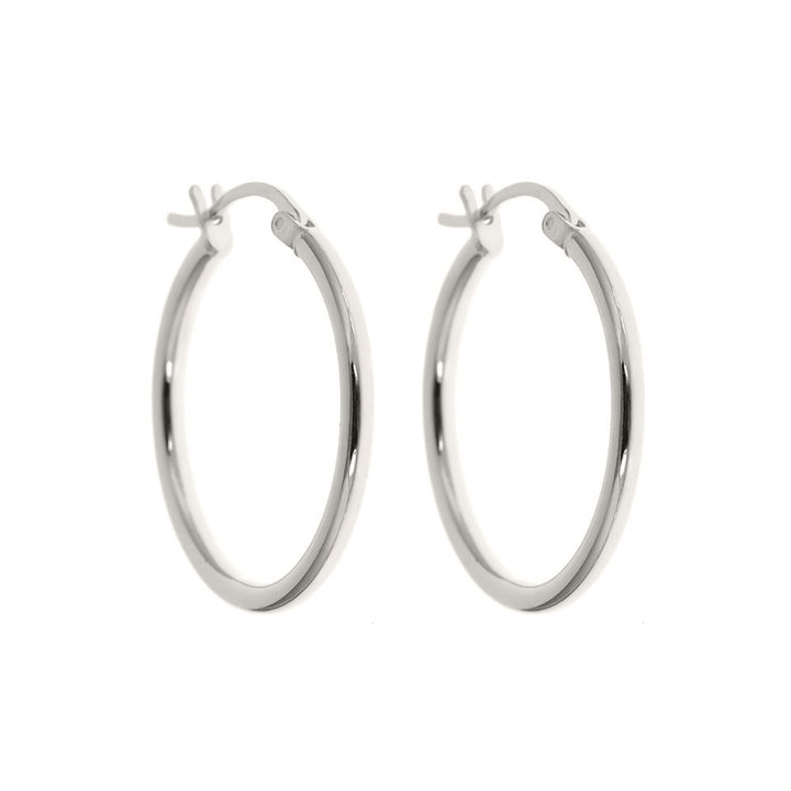 25mm Solid Sterling Silver Classic French Lock Hoops Image 2