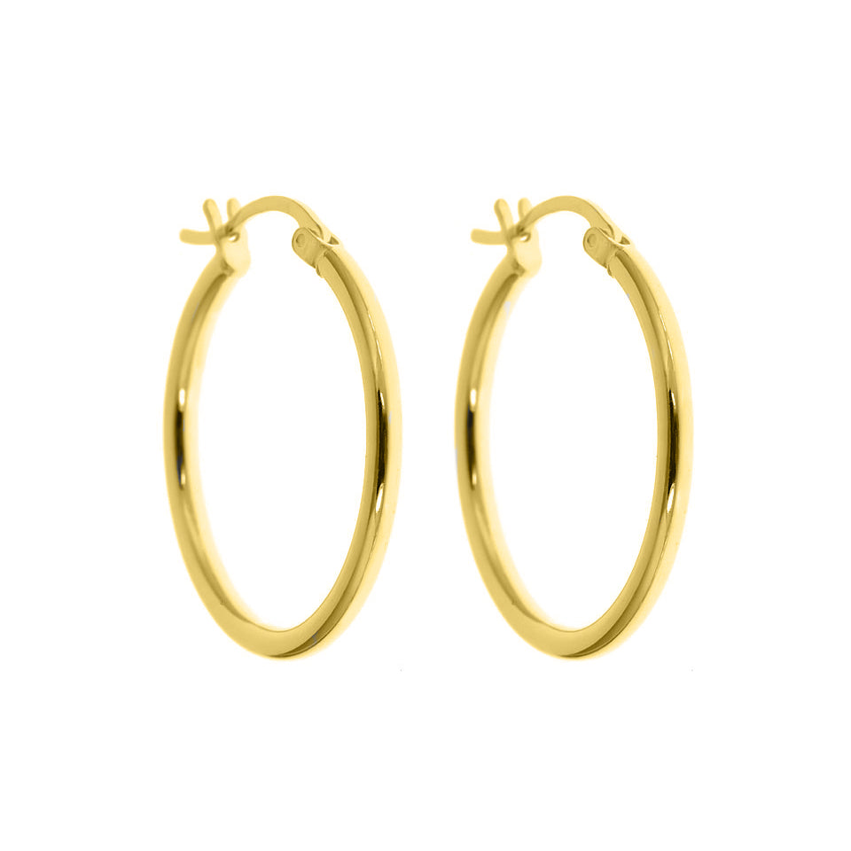 25mm 18k Gold Plated Sterling Silver Classic French Lock Hoops Image 3