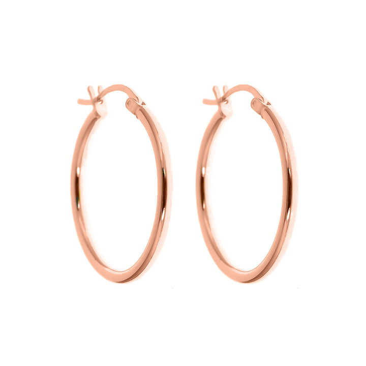 18k Rose Gold Plated Sterling Silver 25mm Classic French Lock Hoops Image 3