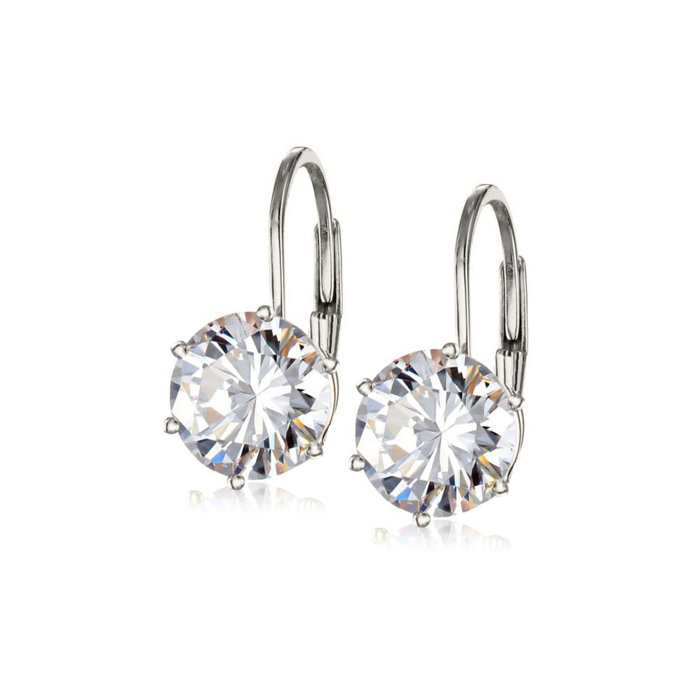 Swarovski Crystal Leverback Earrings 4.00 CTTW 18k White Gold Plated Brass Image 1