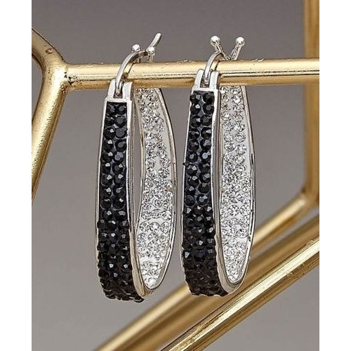 18kt White Gold Plated Swarovski Elements Crystal Hoops Image 3