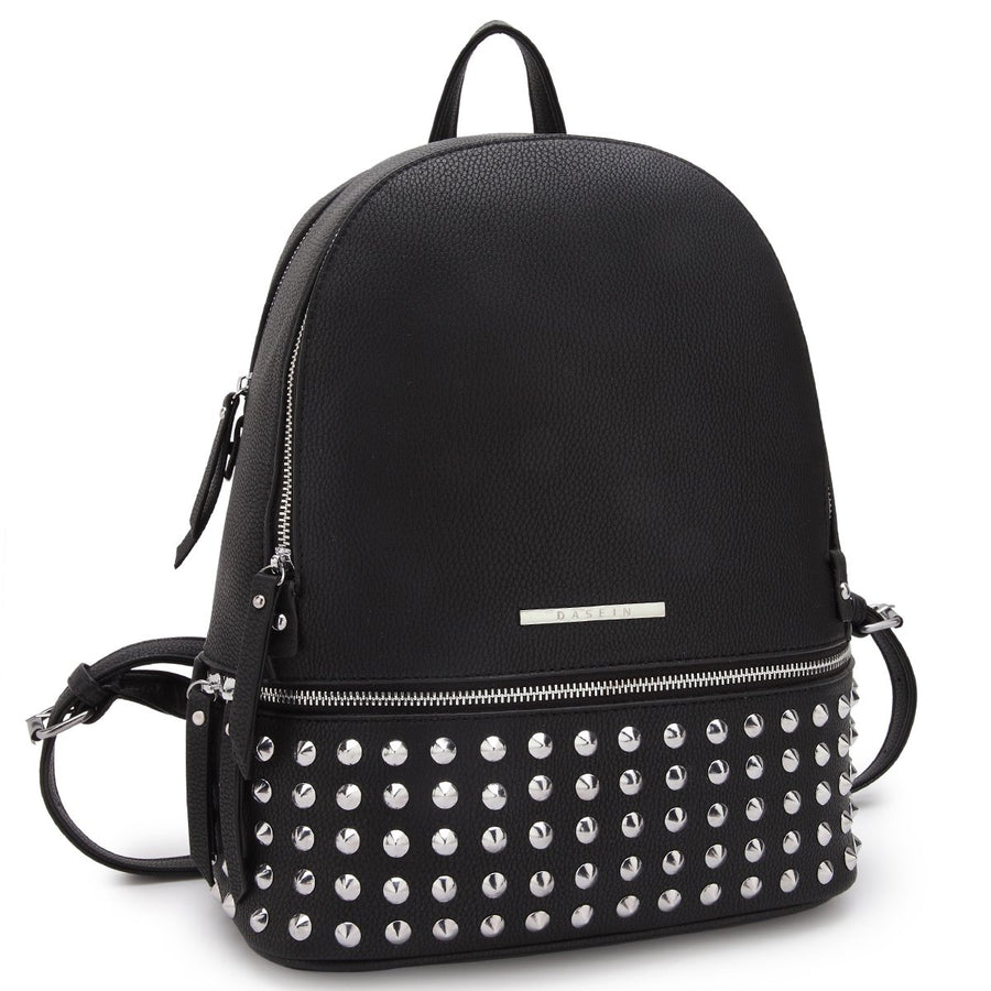 DASEIN Medium Faux Leather Spiked Studded Backpack Adjustable Straps 11.5" x 13" Image 1