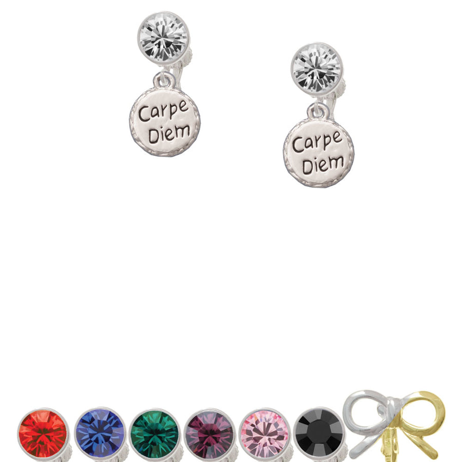 Carpe Diem Circle Crystal Clip On Earrings Image 1