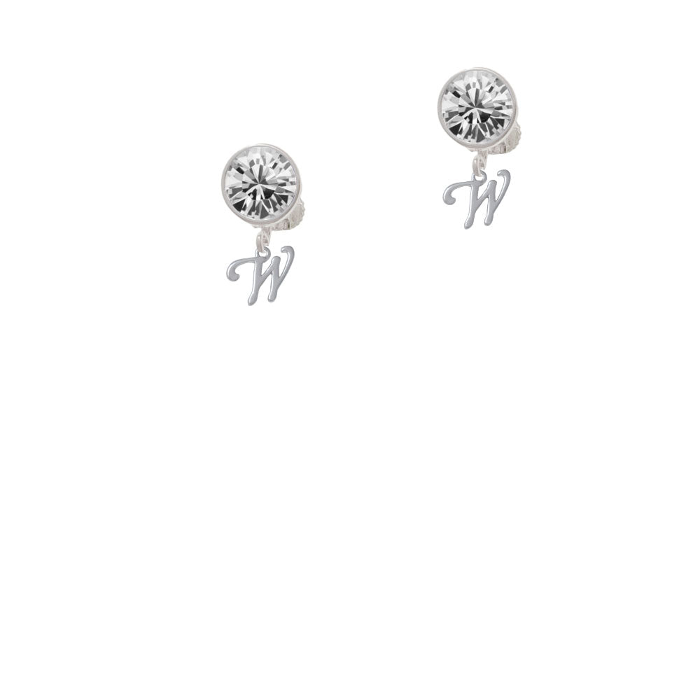 Mini Gelato Script Initial - W - Crystal Clip On Earrings Image 2