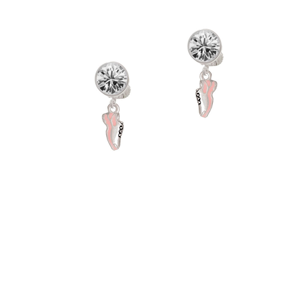 Mini Pink Running Shoe Crystal Clip On Earrings Image 2