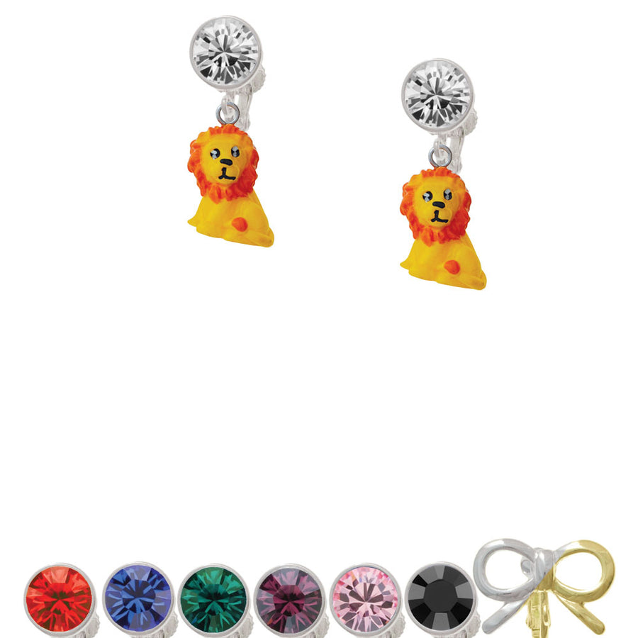 Resin Yellow Lion Crystal Clip On Earrings Image 1