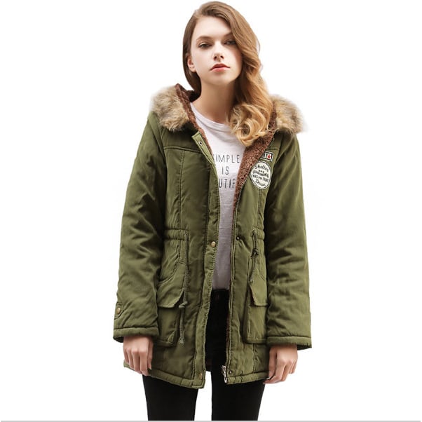 Women Warm Autumn Cotton Parka Faux faux Hooded Jacket Coat Image 1