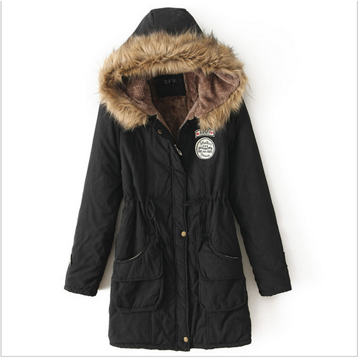 Women Warm Autumn Cotton Parka Faux faux Hooded Jacket Coat Image 3