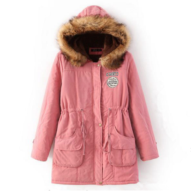 Women Warm Autumn Cotton Parka Faux faux Hooded Jacket Coat Image 4