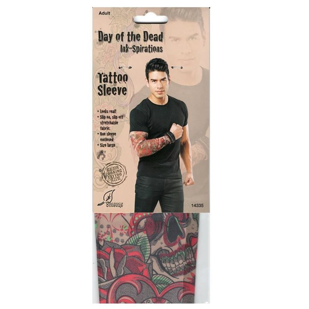 Seasons Day of the Dead Tattoo Sleeve Skull Realistic Ink Design Mens L Image 2