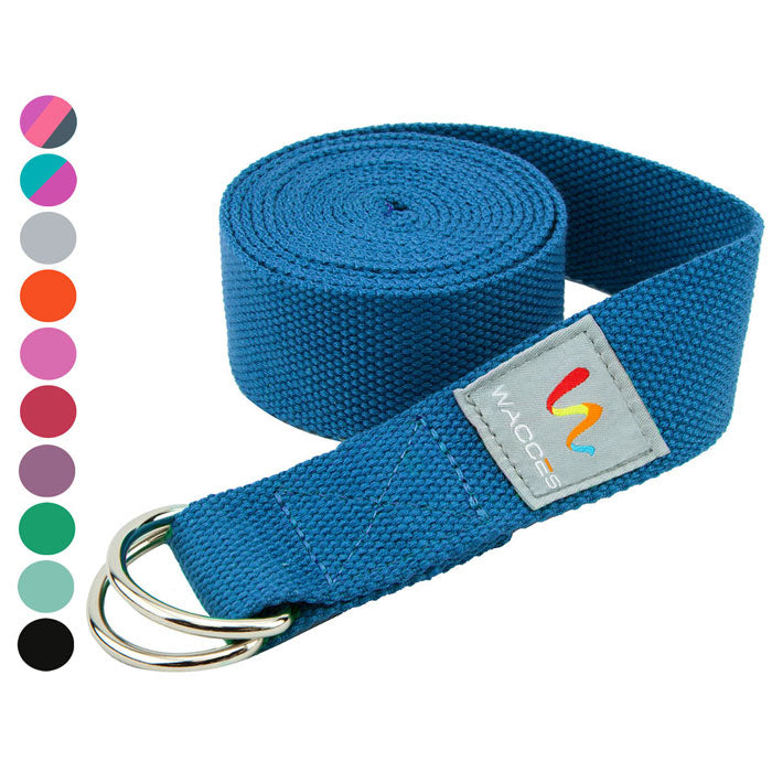 Wacces D-Ring Buckle Microfiber Yoga Straps 8ft 10ft Stretching Bands Variety Colors Image 2