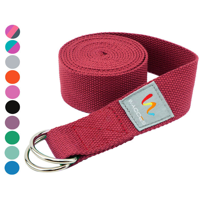 Wacces D-Ring Buckle Microfiber Yoga Straps 8ft 10ft Stretching Bands Variety Colors Image 3