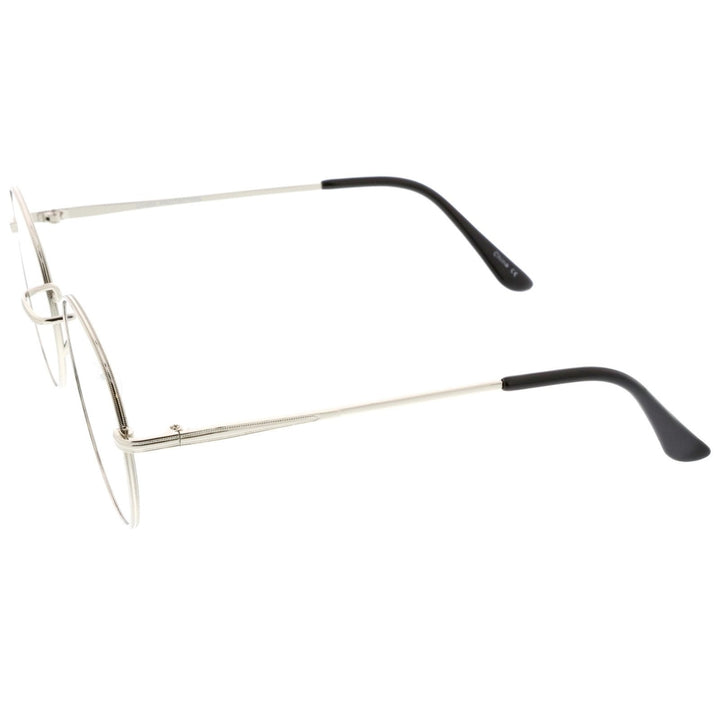 Classic Slim Metal Frame Clear Flat Lens Round Eyeglasses 52mm Image 3