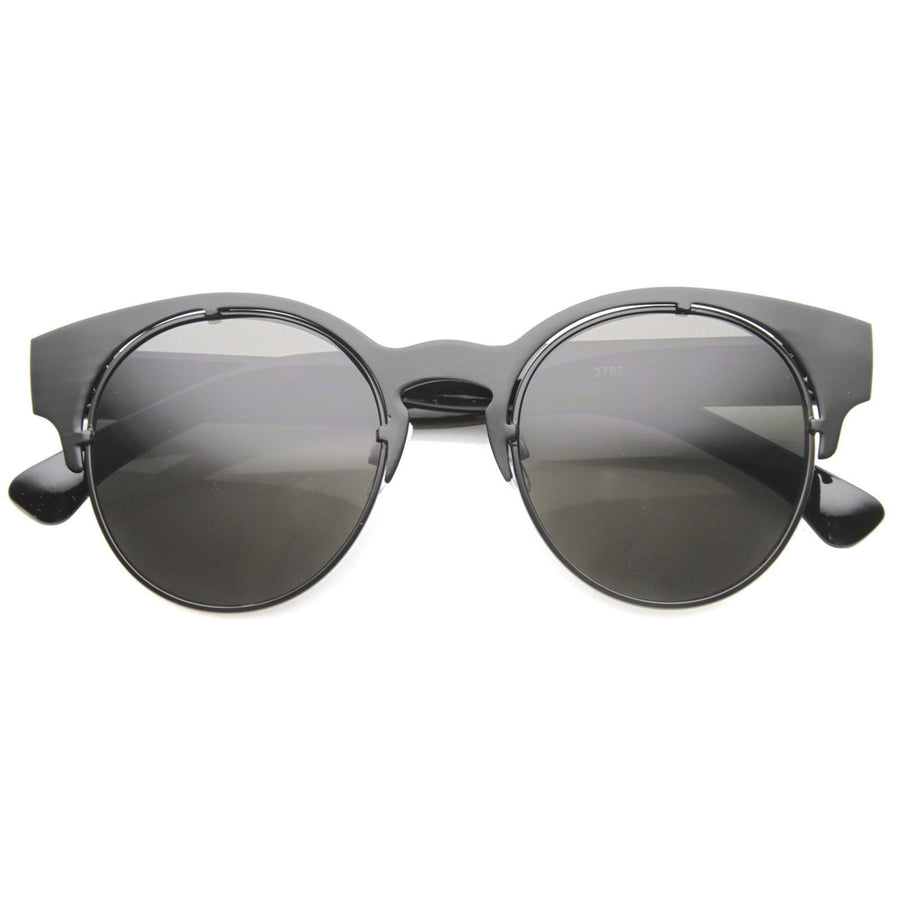 Mens Metal Semi-Rimless Sunglasses With UV400 Protected Composite Lens Image 1