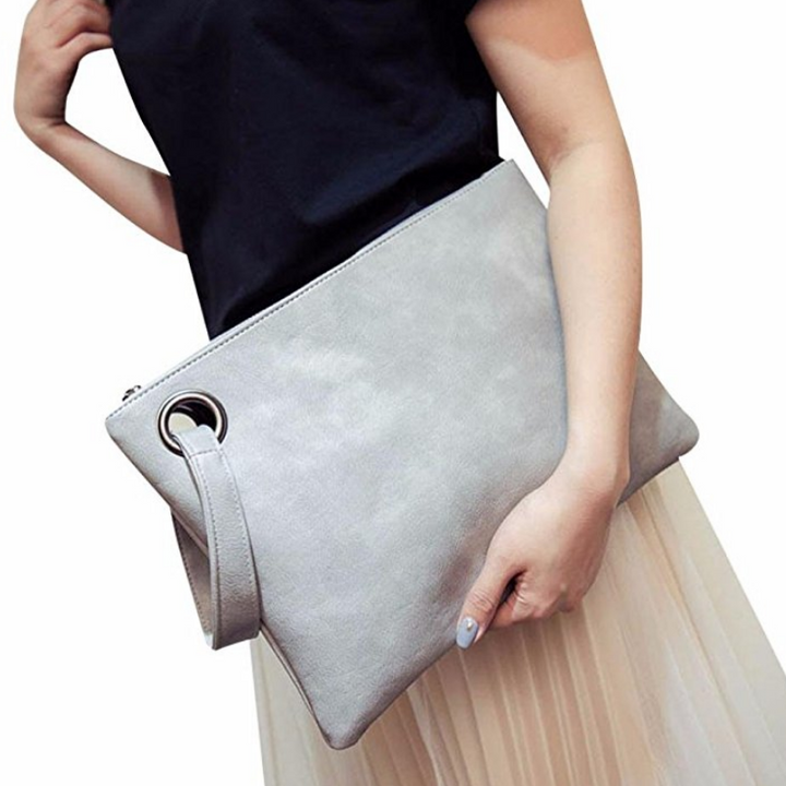 Women Leather Handbag Clutch Evening Bag Simple Retro Envelope Package Image 1