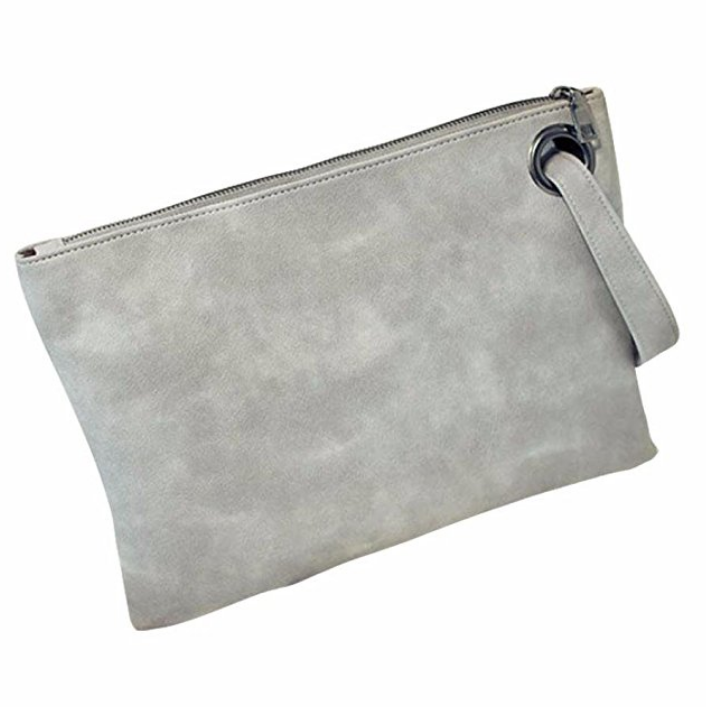 Women Leather Handbag Clutch Evening Bag Simple Retro Envelope Package Image 4