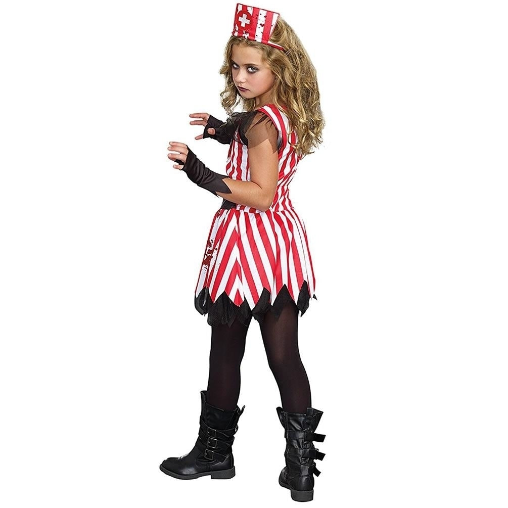 Dreamgirl Zombie Candy Striper Nurse Dress Outfit Girls S 6-8 Blood Splattered Image 2