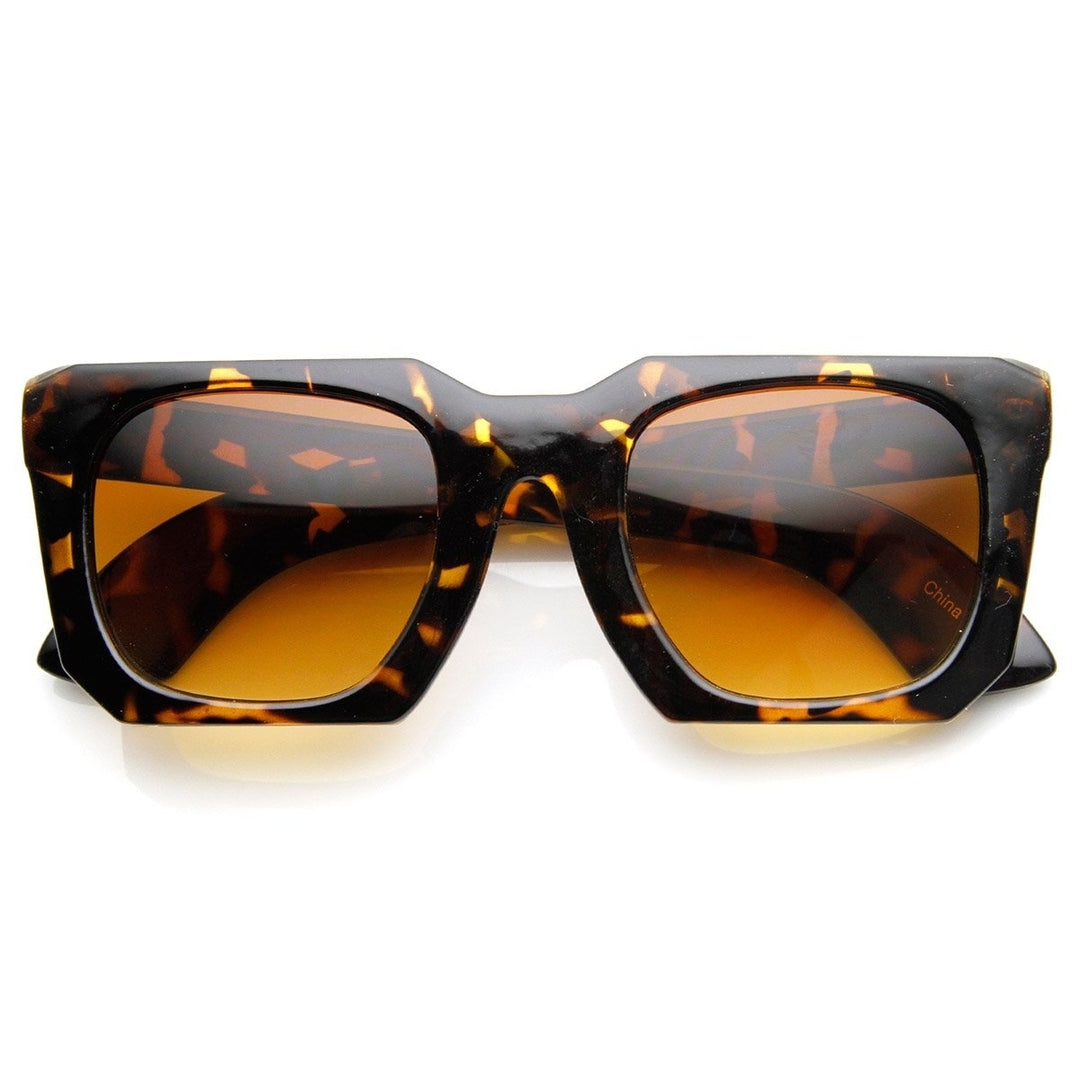 Bold Square Angled Horn Rimmed Sunglasses Acetate Frame UV Protection 49mm Image 1