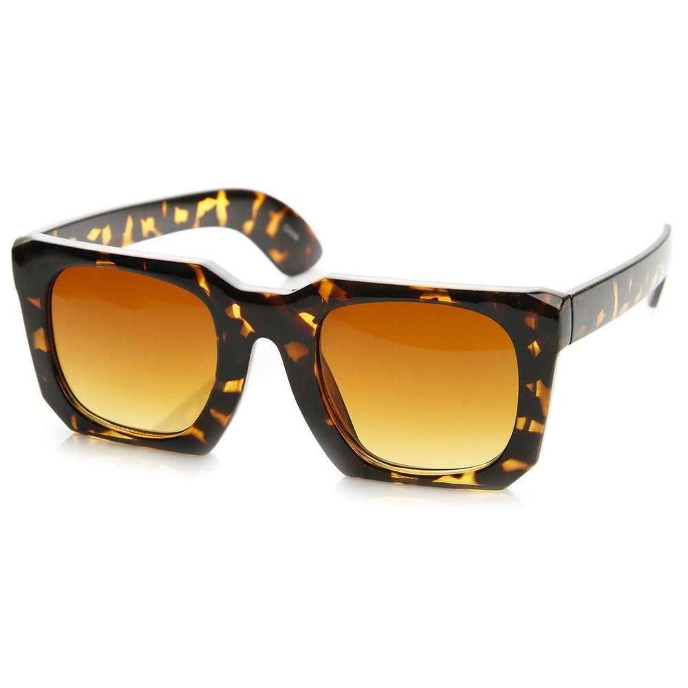 Bold Square Angled Horn Rimmed Sunglasses Acetate Frame UV Protection 49mm Image 2