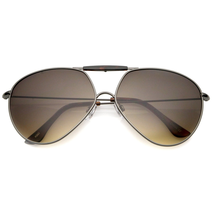 Aviator Sunglasses Metal Frame Brow Bar Slim Temple UV400 62mm Casual Style Image 1