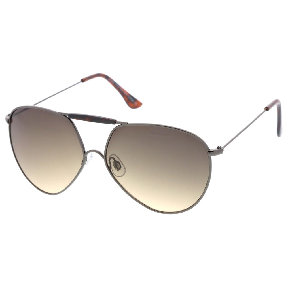 Aviator Sunglasses Metal Frame Brow Bar Slim Temple UV400 62mm Casual Style Image 2