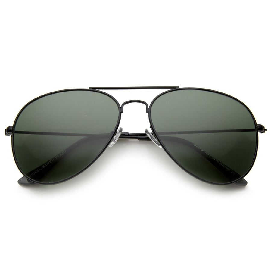 Classic Aviator Sunglasses Full Metal Frame Green Lens 60mm Teardrop Shape Image 1