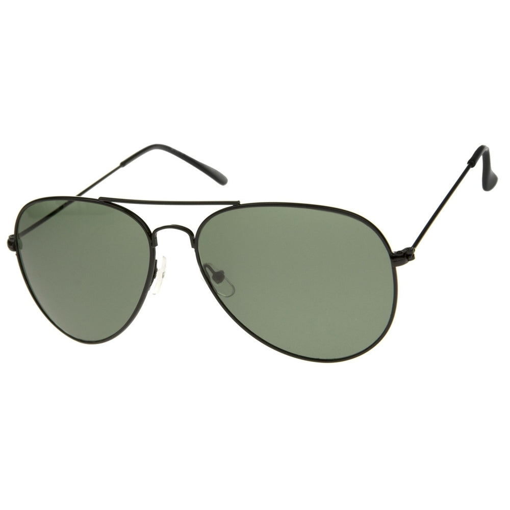 Classic Aviator Sunglasses Full Metal Frame Green Lens 60mm Teardrop Shape Image 2