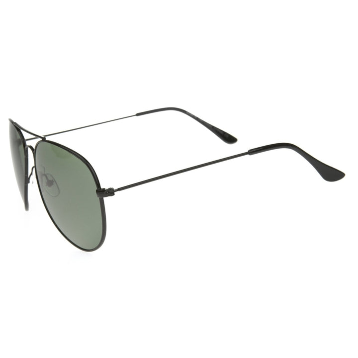 Classic Brow Bar Full Metal Frame Green Lens Aviator Sunglasses 60mm Image 3