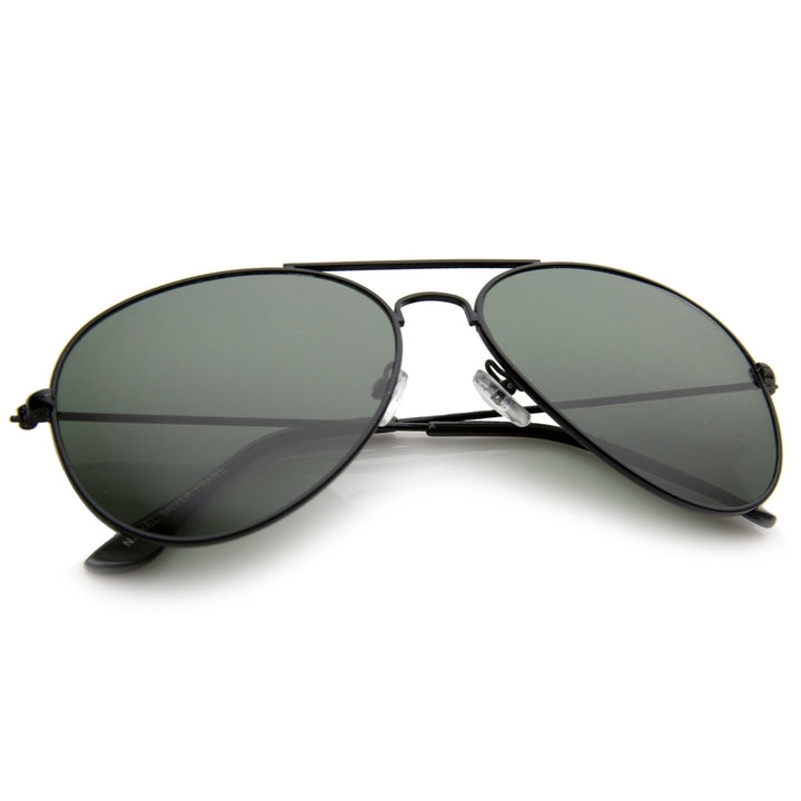 Classic Brow Bar Full Metal Frame Green Lens Aviator Sunglasses 60mm Image 4