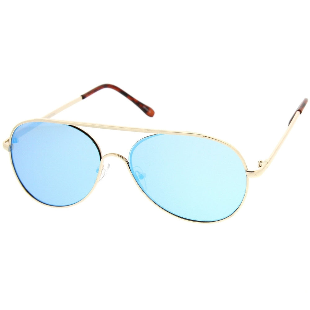 Aviator Sunglasses Semi-Rimless Colored Mirror Lenses 57mm Metal Frame Image 2