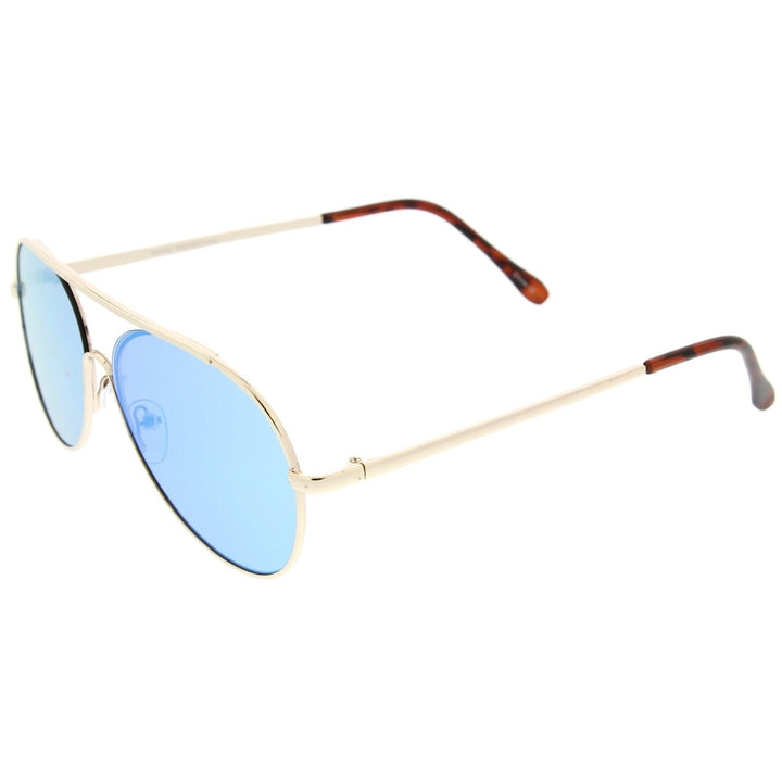 Classic Brow Bar Semi-Rimless Colored Mirror Lens Aviator Sunglasses 57mm Image 3