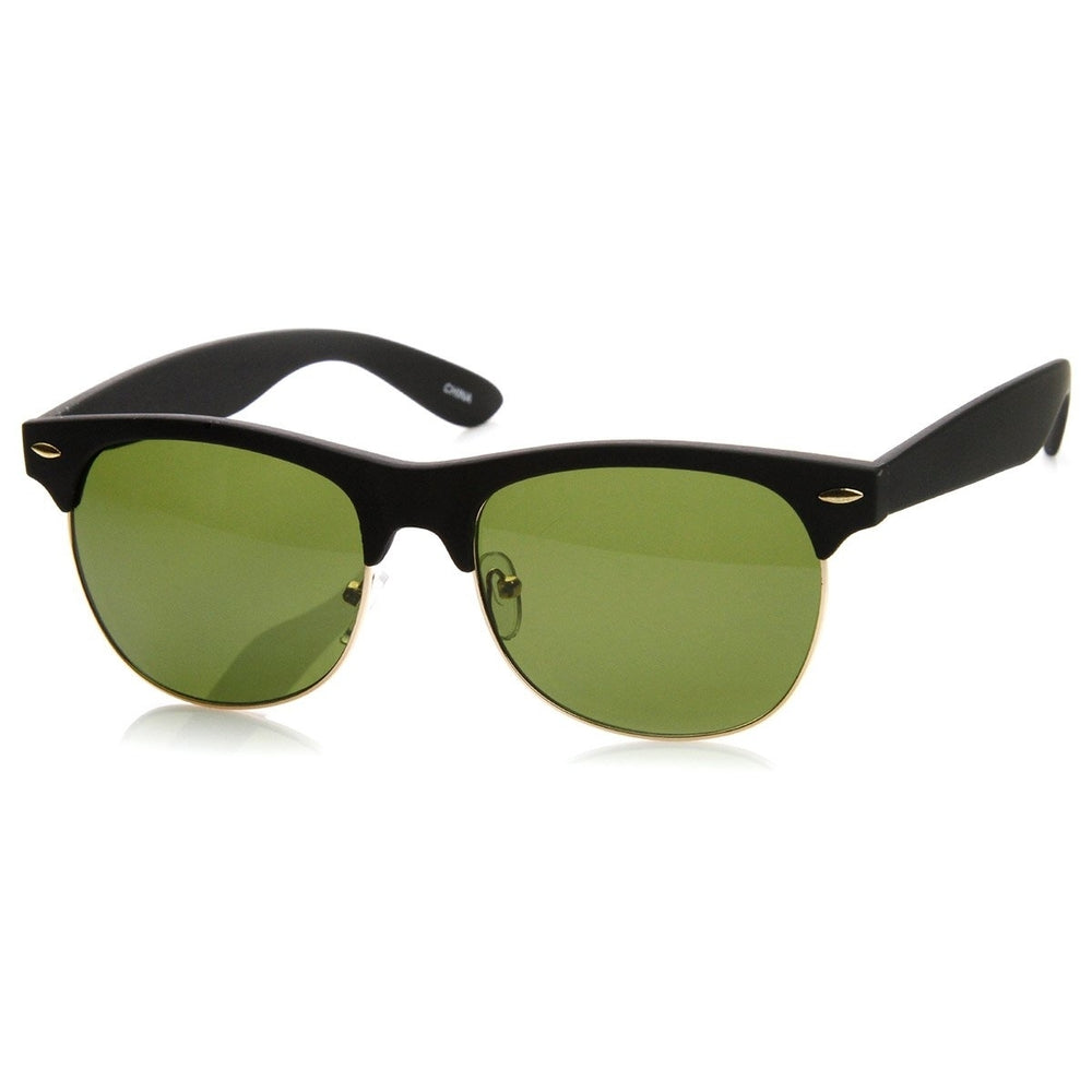 Classic Half Frame Semi-Rimless Horn Rimmed Sunglasses UV400 Soft Finish Image 2