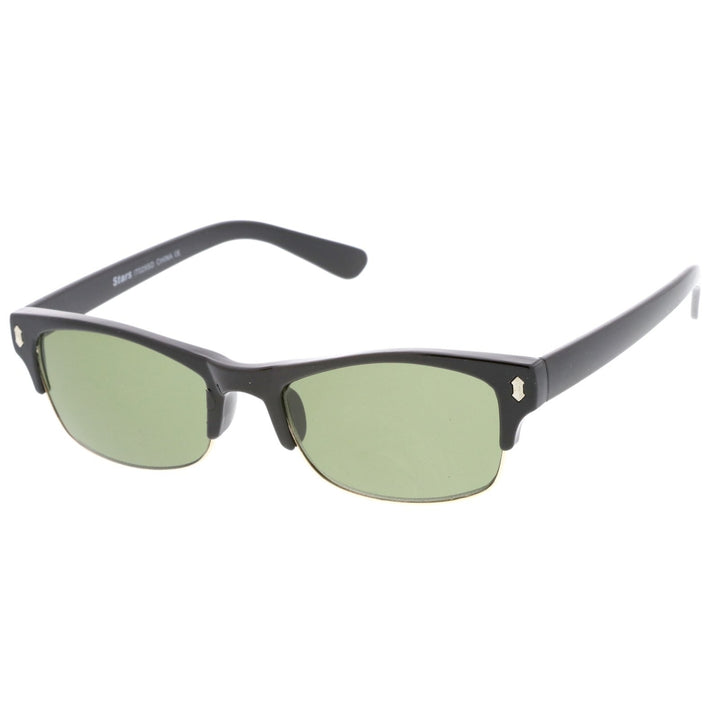 Classic Horn Rimmed Rectangle Lens Half Frame Sunglasses 53mm Image 2