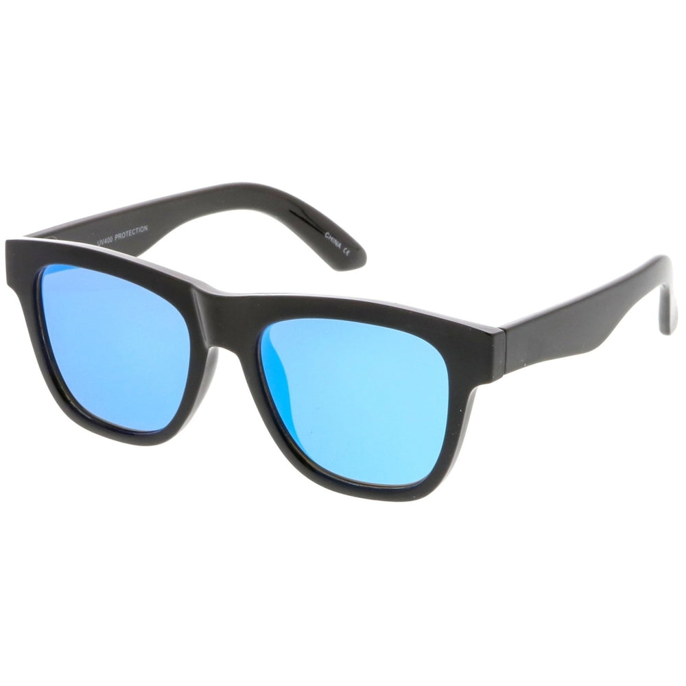 Horn Rimmed Sunglasses 52mm Square Mirror Flat Lens Thick Arms UV Protection Image 2