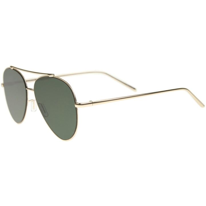 Classic Large Teardrop Crossbar Flat Lens Aviator Sunglasses 60mm Image 3