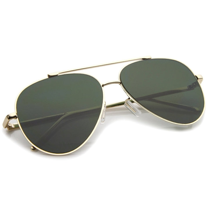 Classic Large Teardrop Crossbar Flat Lens Aviator Sunglasses 60mm Image 4