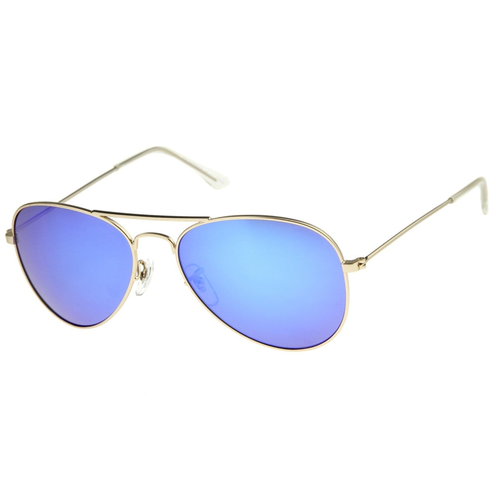 Classic Aviator Sunglasses Matte Metal Frame Colored Mirror Lens 57mm UV400 Image 2