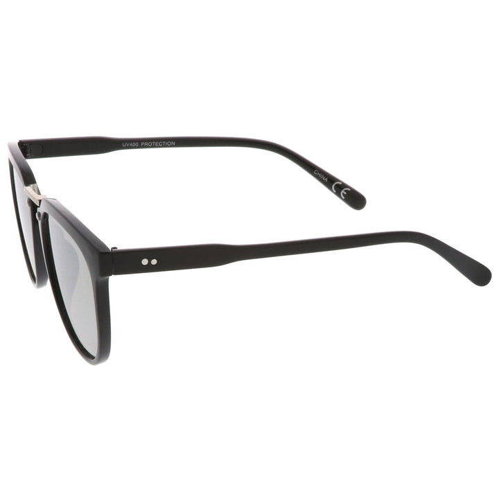 Classic Metal Bridge Square Mirrored Flat Lens Horn Rimmed Sunglasses 55mm Image 3