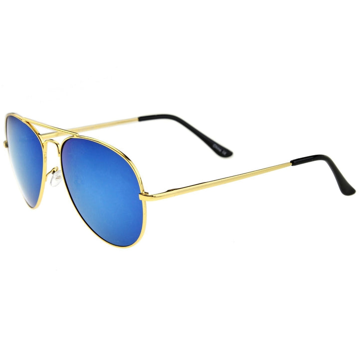 Classic Metal Frame Spring Hinges Color Mirror Lens Aviator Sunglasses 56mm Image 3