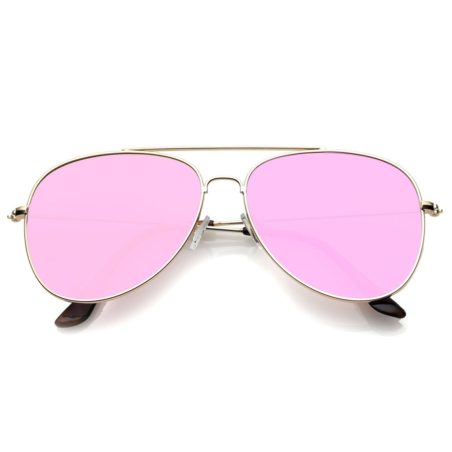 Metal Slim Temple Aviator Sunglasses 58mm Colored Mirror Lens UV400 Protection Image 1