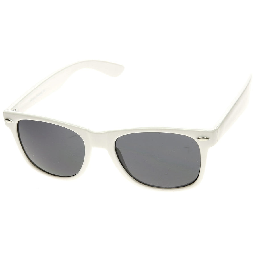 Classic 80s Horn Rimmed Retro Sunglasses White Acetate UV Protected 49mm Image 1