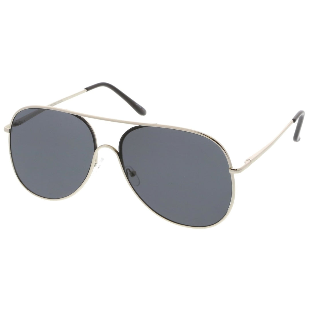 Classic Oversize Metal Aviator Sunglasses Semi Rimless Teardrop Flat Lens 62mm Image 2