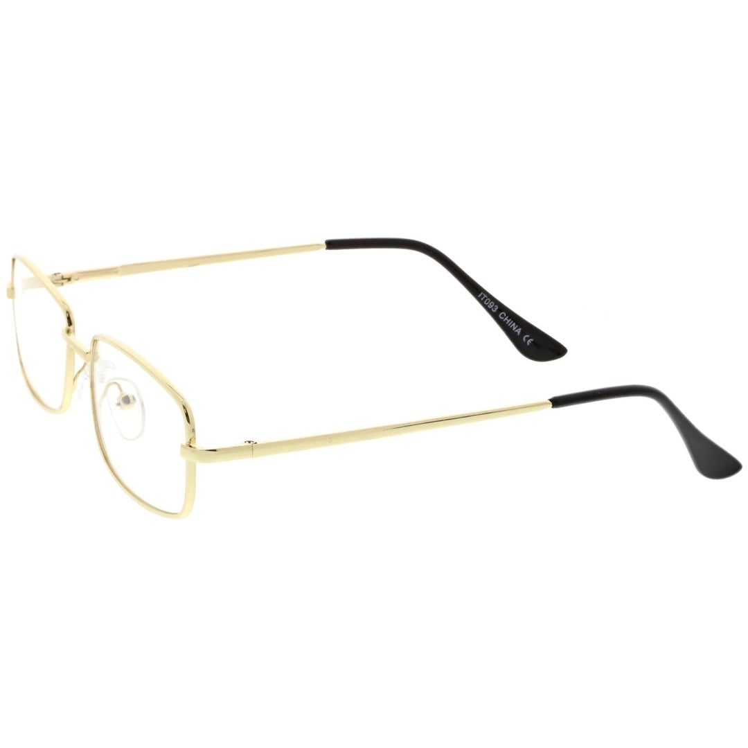 Classic Rectangle Metal Glasses Gold Thin Frame Clear Lens 50mm Stylish Look Image 3