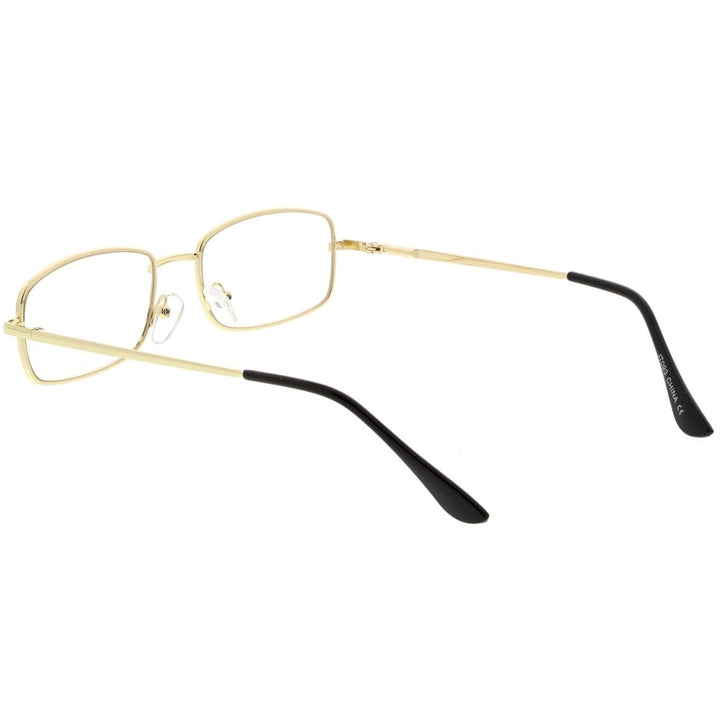 Classic Rectangle Metal Glasses Gold Thin Frame Clear Lens 50mm Stylish Look Image 4