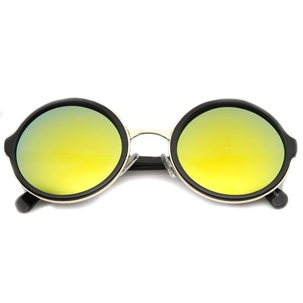 Classic Round Plastic Metal Frame with Flash Mirror Lens Image 1